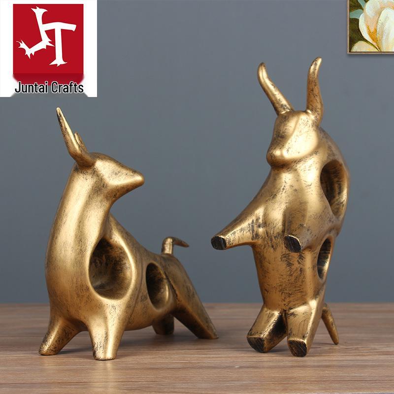 Light Luxury Abstract Cow Figurine: Wealth-Attracting Decor for Living Room, Wine Cabinet, or Office – Elegant Opening Gift