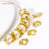 Fashion Metal Large Flower Bead Caps 18K Gold Plated Brass Five-Petal Stamen Bead Caps For Jewelry Making DIY Beading Findings