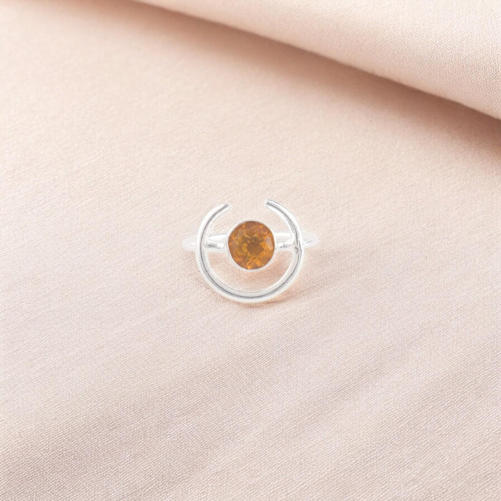 

Кольцо с натуральным цитрином из серебра 925 пробы, ручная работа, подарок на День благодарения RR-54-11 13