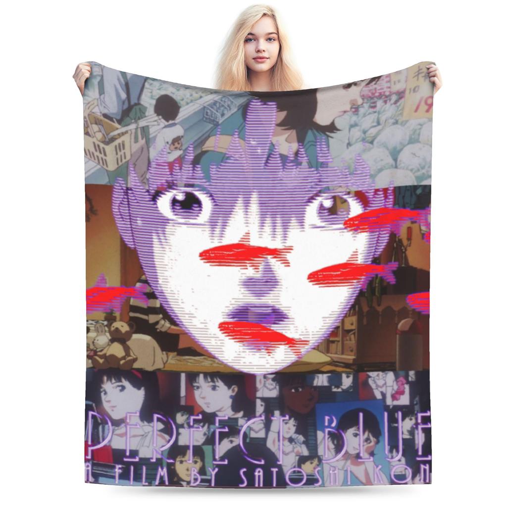 Perfect Blue Satoshi Kon Animated Film Collage Blanket Fleece Printed Anime Ultra-Soft Throw Blanket for Bed Office Bedspreads