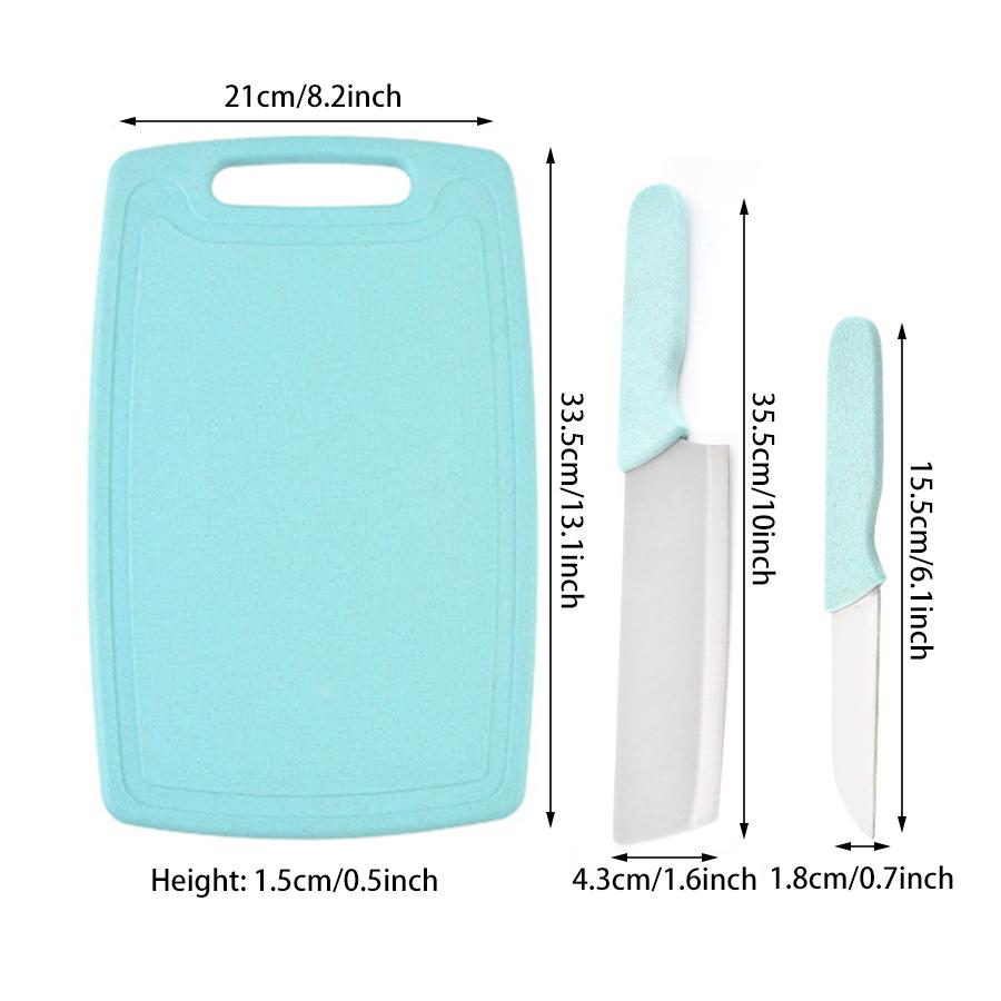 1PCS/2PCS kitchen household 3-in-1 mildew proof cutting board, fruit and vegetables with knives multi-functional cutting board