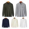 Herbst Frühling Herren Hemd Umlegekragen Geknöpfte Brusttasche Elastische Manschette Verdickter einfarbiger Pullover Lockeres lässiges Oberteil im Business-Stil