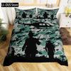 Soldier Duvet Cover Set King Size Soldier Helicopter Silhouette Bedding Set Microfiber 2/3pcs Green Black Military Quilt Cover