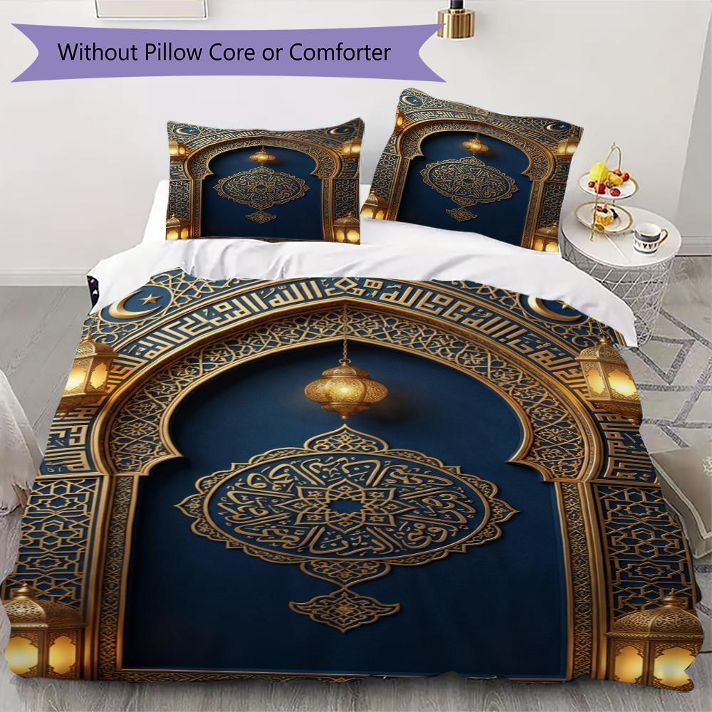 Muslim Pattern Bedding uilt Set uilt Cover Pillowcase Home Decoration Birthday Gift (1 * duvet cover + 2 * pillowcase  without core)129