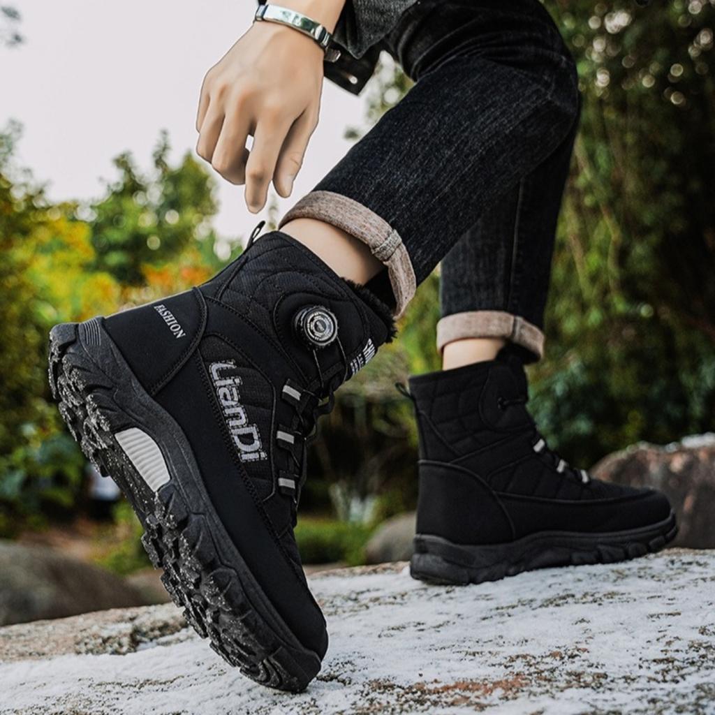 Thick Soled Shoes, Snow Boots, Plush, Thickened, Warm Shoes, Cotton Boots, Swivel Buckles, Breathable Men's Shoes