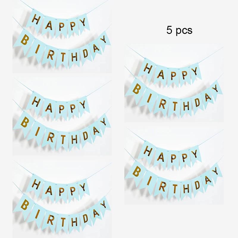 Happy Birthday Streamers Hot Stamping Dovetail Pull Flag Living Room Garden Mall Cafe Children Birthday Party Decoration Banners