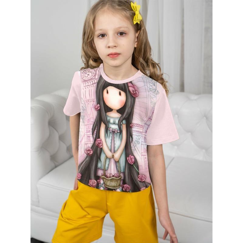 

Милая футболка с принтом кота 3D, футболки для девочек 2025 года, модные футболки с изображением животных из мультфильмов для девочек, повседневная детская одежда, топ, футболка, лето 160