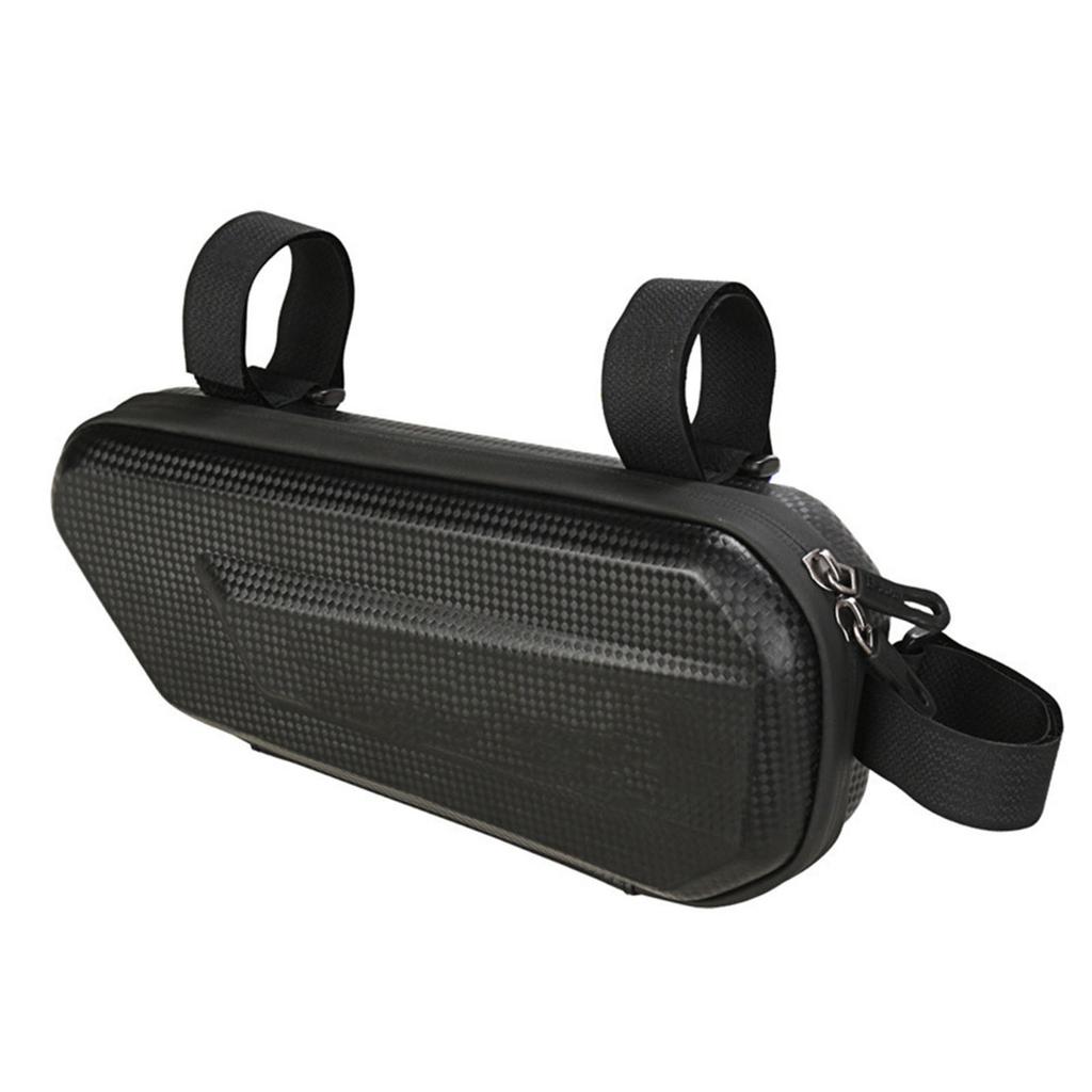 Bike Top Tube Bag Hard Shell Strap Fixing Multifunctional Bike Phone Front Frame Bag for Cycling Black