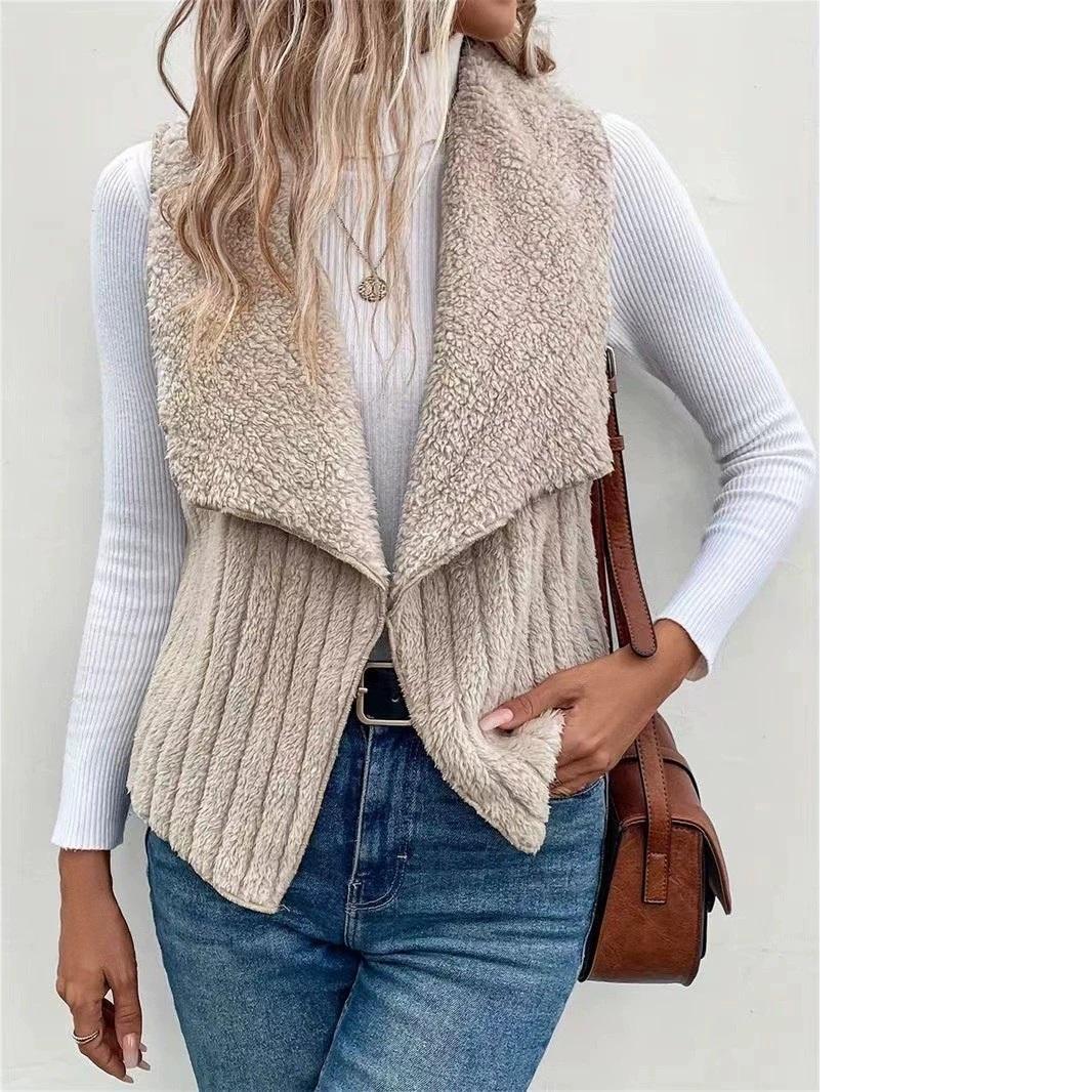 

Жіноча мода та зимовий повсякденний однотонний безрукавний універсальний жилет-куртка M хакі