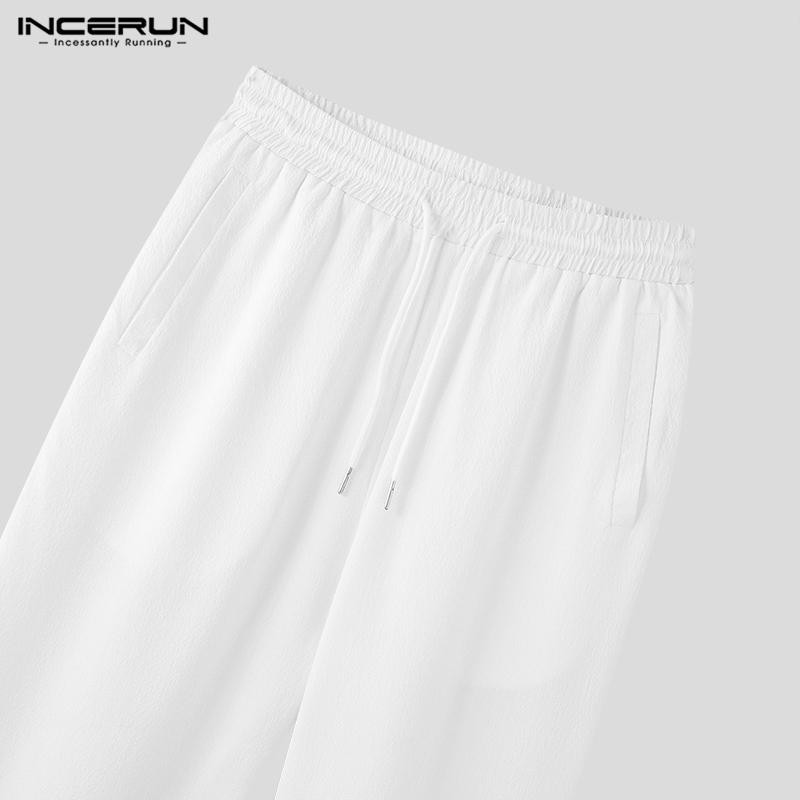 Men 2pcs Tops Incerun Suits And Drawstring Long Pants Loungewear