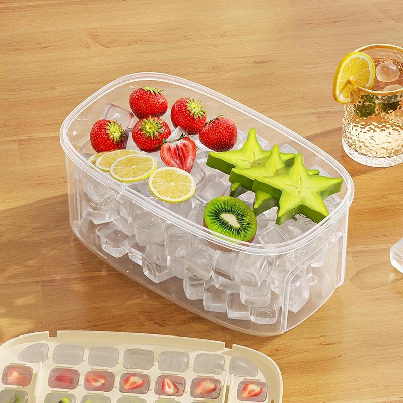 JINGRUIXIANG Easy-Release Press Ice Cube Tray with Storage Box