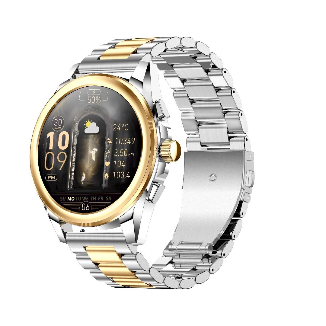 

Rainbuvvy KC83 Bluetooth Call Smartwatch 1.43-дюймовый круглый экран JL7013A6 Android 1ATM водонепроницаемые часы 450 мАч поддержка нескольких языков пульсометр Steel strap