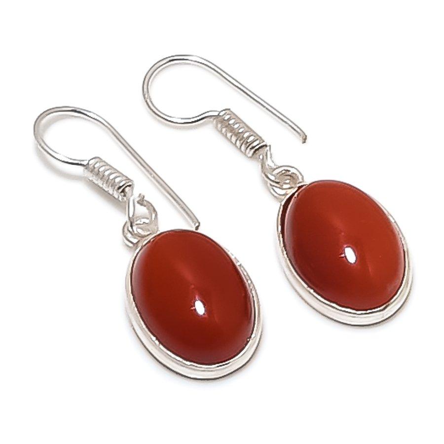 

Natural Carnelian Gemstone 925 Sterling Silver Jewelry Earring 1.18 P9V47