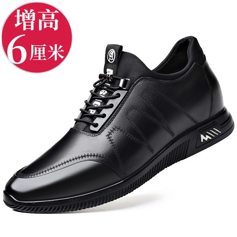 Couro 6cm invisível aumento de altura interna sapatos masculinos outono respirável malha esportes e lazer sapatos 8cm aumento de altura sapatos masculinos de couro