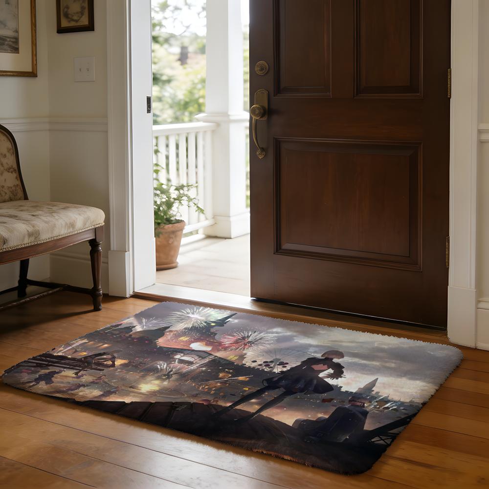 NNieR Automata Floor Mat Soft Flannel Absorbent Mat Non-Slip Rug Home Bedroom Bathroom