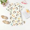 Girls Animal Print Dress Short Sleeve Loose Fit Round Neck Lightweight Casual Dress for Kids Summer Wear