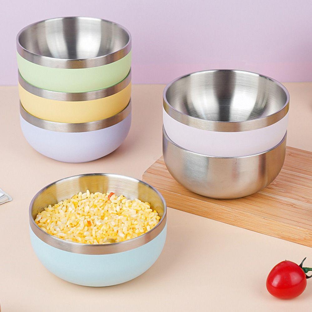 Multi-color Fruit Salad Bowl Round Bowl Food Container Stainless Steel Bowl  Kitchen Tableware