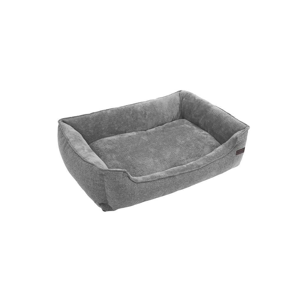 FEANDREA Dog Bed, Linen-Look Pet Bed, Dog Sofa Bed with Raised Edges, Non-Slip Bottom, Removable Washable Cover, XL, for Large Dogs, 110 x 75 x 27 cm