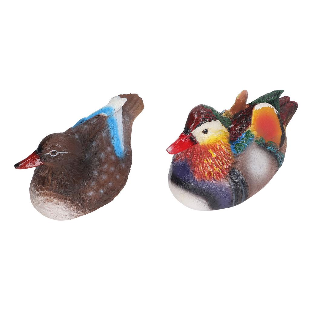 2PCS Floating Mandarin Statue Resin Cute Animal Decor Sculpture Ornament for Outdoor Garden Pond