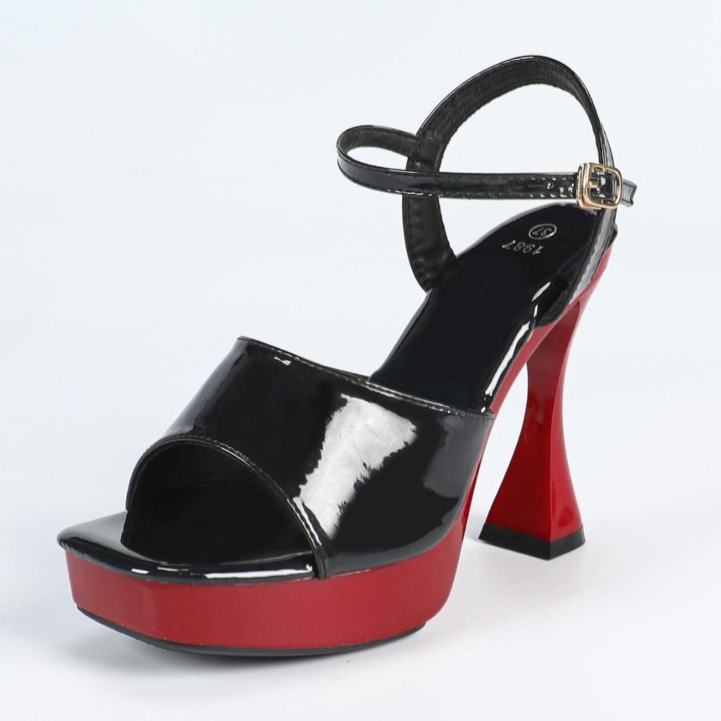 Fashion 12cm High Heel Transparent Crystal Sandals Women Nightclub Waterproof Platform Shoes with Sole and Rhinestone Decoration