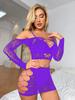 Alluring European & American Off-Shoulder Bodysuit: Backless, Cutout, Long-Sleeve Fishnet Design (TZ556).