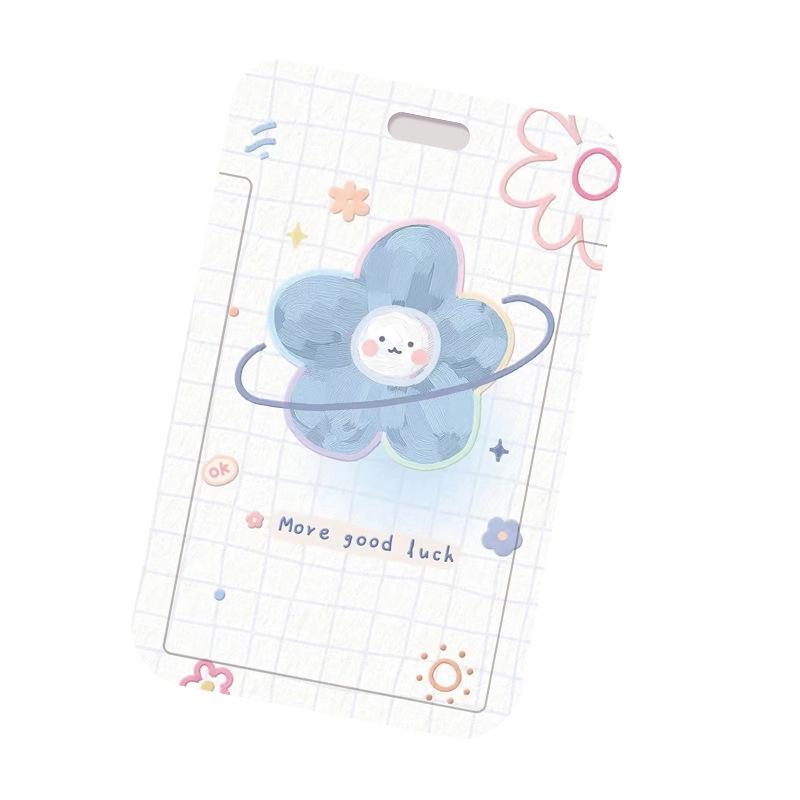 Ins Creative Flower Sliding Card Cover Student Meal Cards Bus Subway Access Card Case IC ID Protection Covers Credit Card Holder