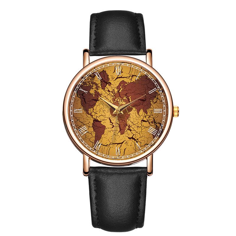 

BAOSAILI Genuine Leather Map Watches for Men and Women чёрный