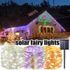 Solar Lichterkette mit 50–300 LEDs – Wasserdicht 5–30M Kupferdraht Lichterkette mit 8 Modi für Gartenzaun Weihnachten Außendekoration