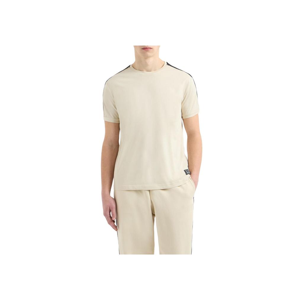 Emporio Armani Ea7 T-shirt da uomo a maniche corte con scollo rotondo e lavorazione a maglia liscia Top Marrone Chiaro 7M000138-AF10375-U1079