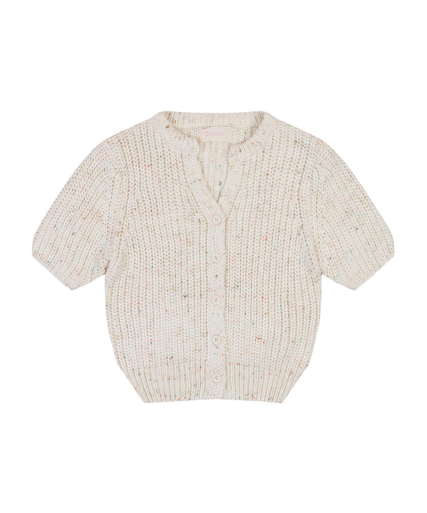 Deliscent Fluffy Short-Sleeve Cardigan [Ivory] Ivory/Free