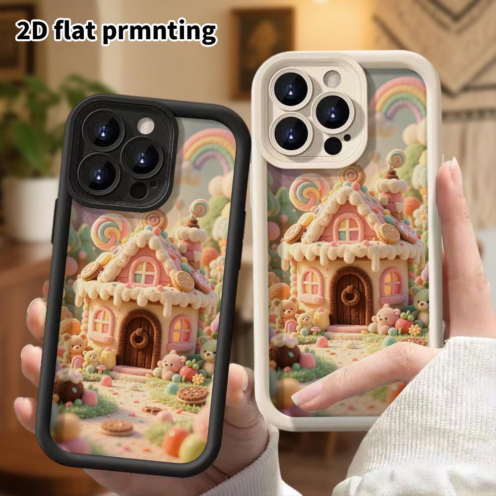 Phone Case: 2D Flat, Suitable for iPhone 18 17 16 15 14 13 12Pro Protective Case, Gingerbread House, Perfect Christmas and Halloween Holiday Gift