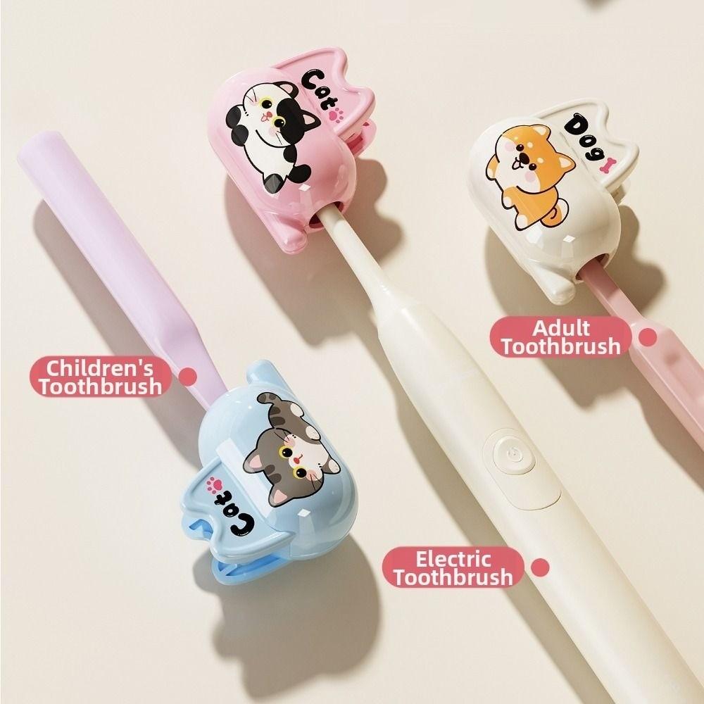 Cute Cartoon Toothbrush Head Cover Spring Loaded Clip Toothbrush Head Protector Travel Toiletries