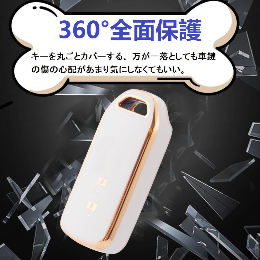 Key Case Compatible with Honda NBOX Custom Key Cover Smart Key Case Panda Key Holder Gold White [HOYZE] N-BOX N-VAN N-ONE