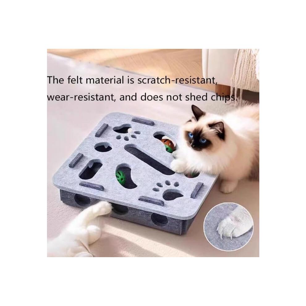 Cat Scratch Puzzle Enrichment Box, Interactive Pet Puzzle Game, with 3 Bell for Indoor Cats Scratching, Stimulate Kittern Energy and Instincts