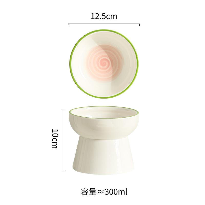 Ceramic Cat Bowl Anti Spill Pet Food Dish with Neck Support for Cats and Dogs
