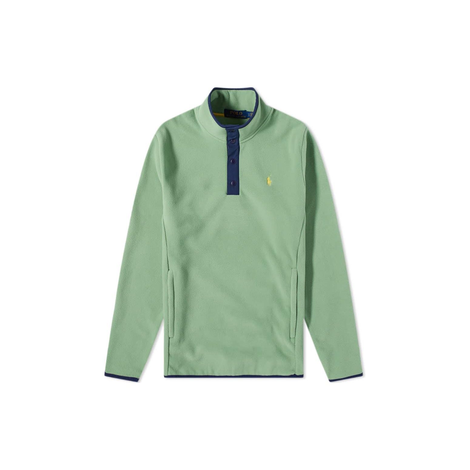 Polo Ralph Lauren Sweatshirt à Manches Longues Uni à Col Semi-Haut et Boutonnage Simple pour Homme Sweatshirt Vert 710850393006 S gray