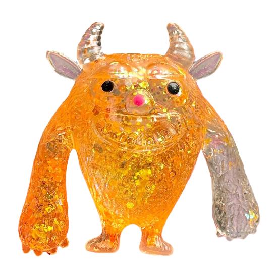 

Cartoon Cow Squeeze Toy with Glitter Stress Relief Cattle Demon Sugar Ball Sensory Toy Relaxation Anxiety Reduction Animal Fidget оранжевый