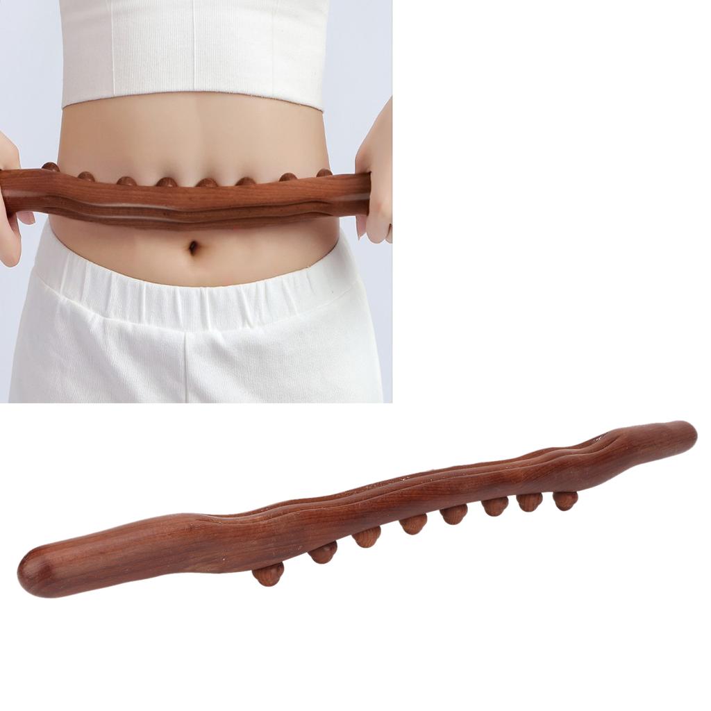 Guasha Wood Stick Tool 8 Beads Lymphatic Drainage Fatigue Relief Handheld Point Treatment Scraping Massage Rod