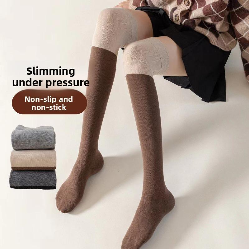 Damen Herbst-Oberschenkelstrümpfe Sind Trendige und Schlankmachende Beinstrümpfe. Winter Color-blocking Knielang Einfach und Lässig Baumwollsocken