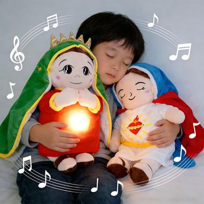 Respirație Iisus Fecioara Maria Muzică Liniștitoare Cu Lumină Jucărie de Pluș Păpușă Jucării de Pluș Iisus Jucărie Inimă Mângâietoare Cadouri de Paște