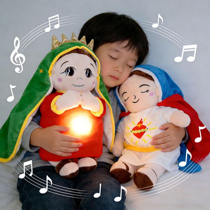 Breathing Jesus Virgin Mary Music Soothing With Light Plush Toy Doll Jesus Plush Toys Comforting Jesus Heart Toy Easter Gifts
