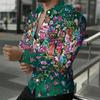 Chemise pour homme à col Base violette Imprimé floral mélangé coloré Manches longues Boutonnée Haut