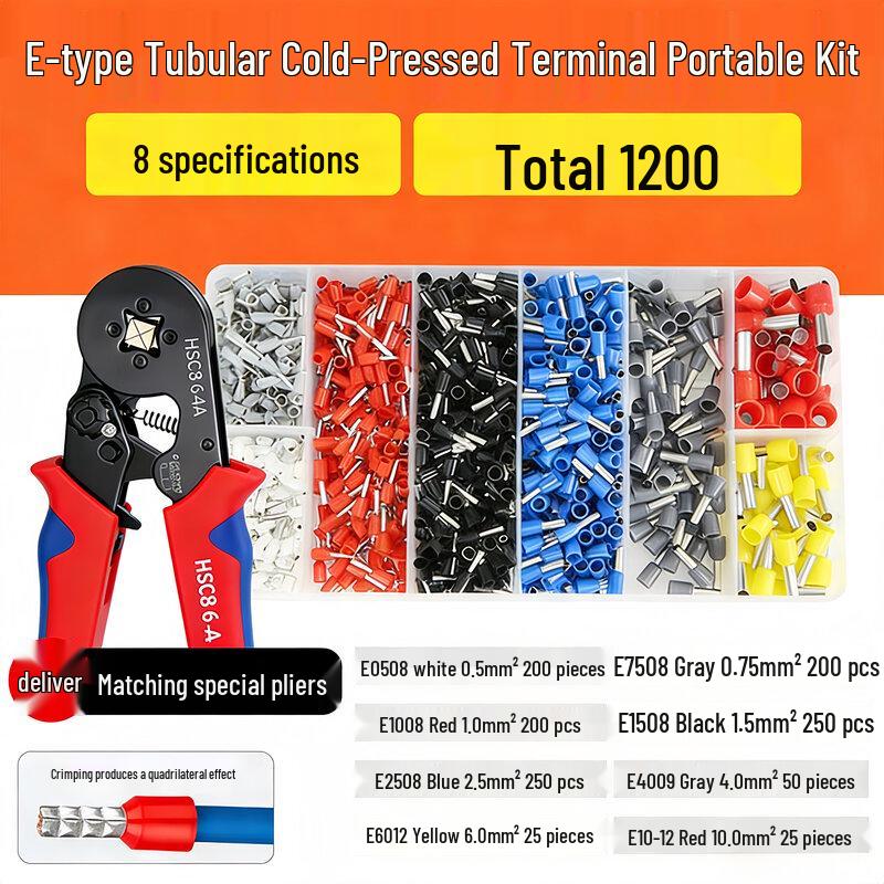 Yuqin Cold Press Wire Terminal Connector Kits with Pliers