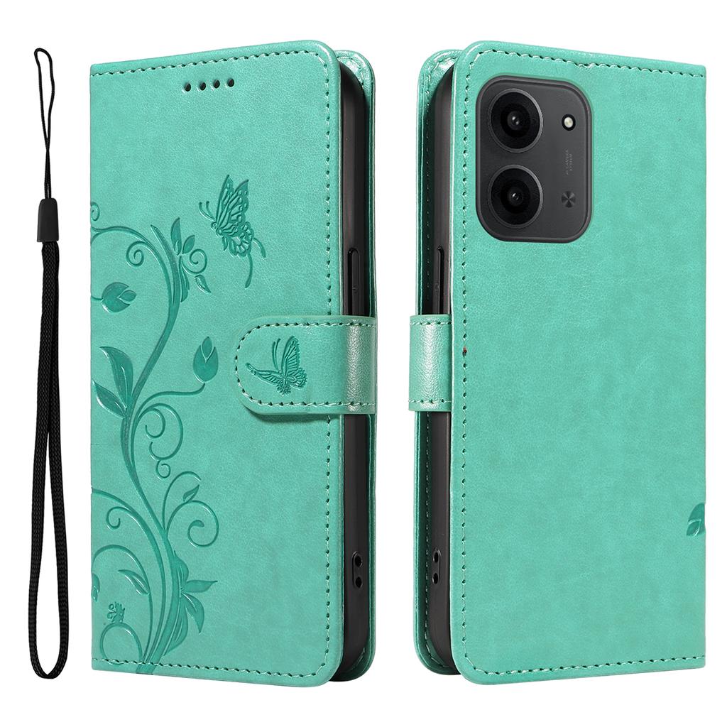 For Xiaomi Redmi 15C 4G (Global) (171mm)/Poco C85 4G (171mm) PU Leather Cases Flower Pattern Wallet Stand Phone Cover with Strap
