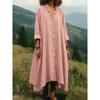 YYFS Moda donna primavera autunno tinta unita stampa manica lunga scollo a V vita larga abiti casual