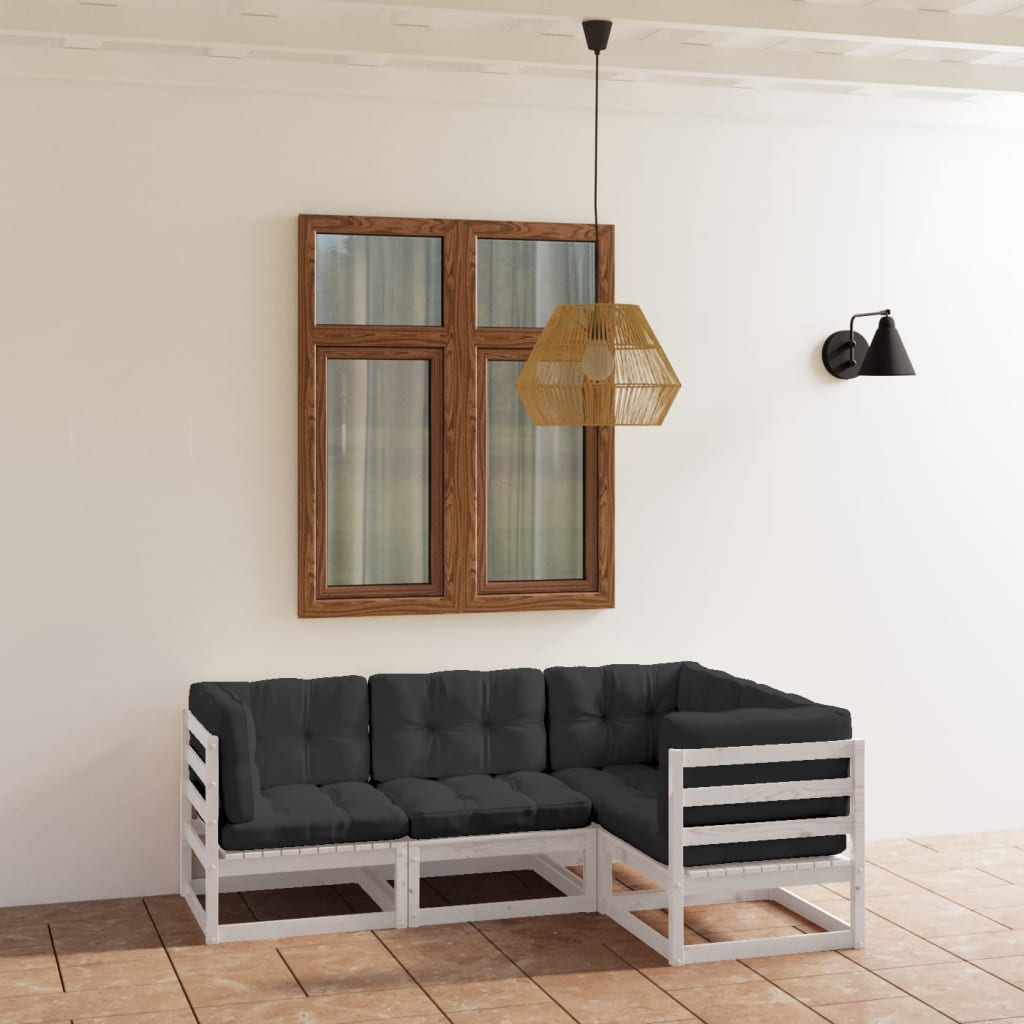 vidaXL 4-part. Garden Lounge Set with Pillows Made of Solid Pine Wood