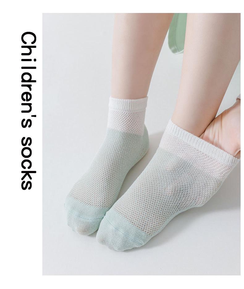 Set of 5 Pairs Girls' Thin Mesh Ankle Socks – Summer Anti-Pilling Cotton, Short Length for Older Kids