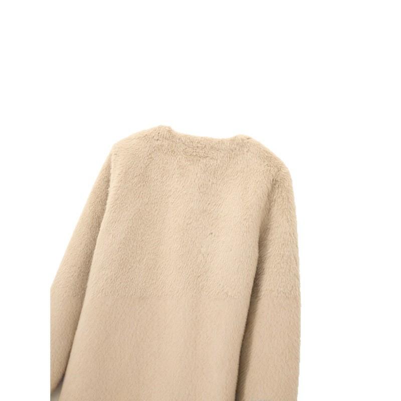 Womens Faux Fur Short Jacket Street Style Round Neck Long Sleeve Outerwear