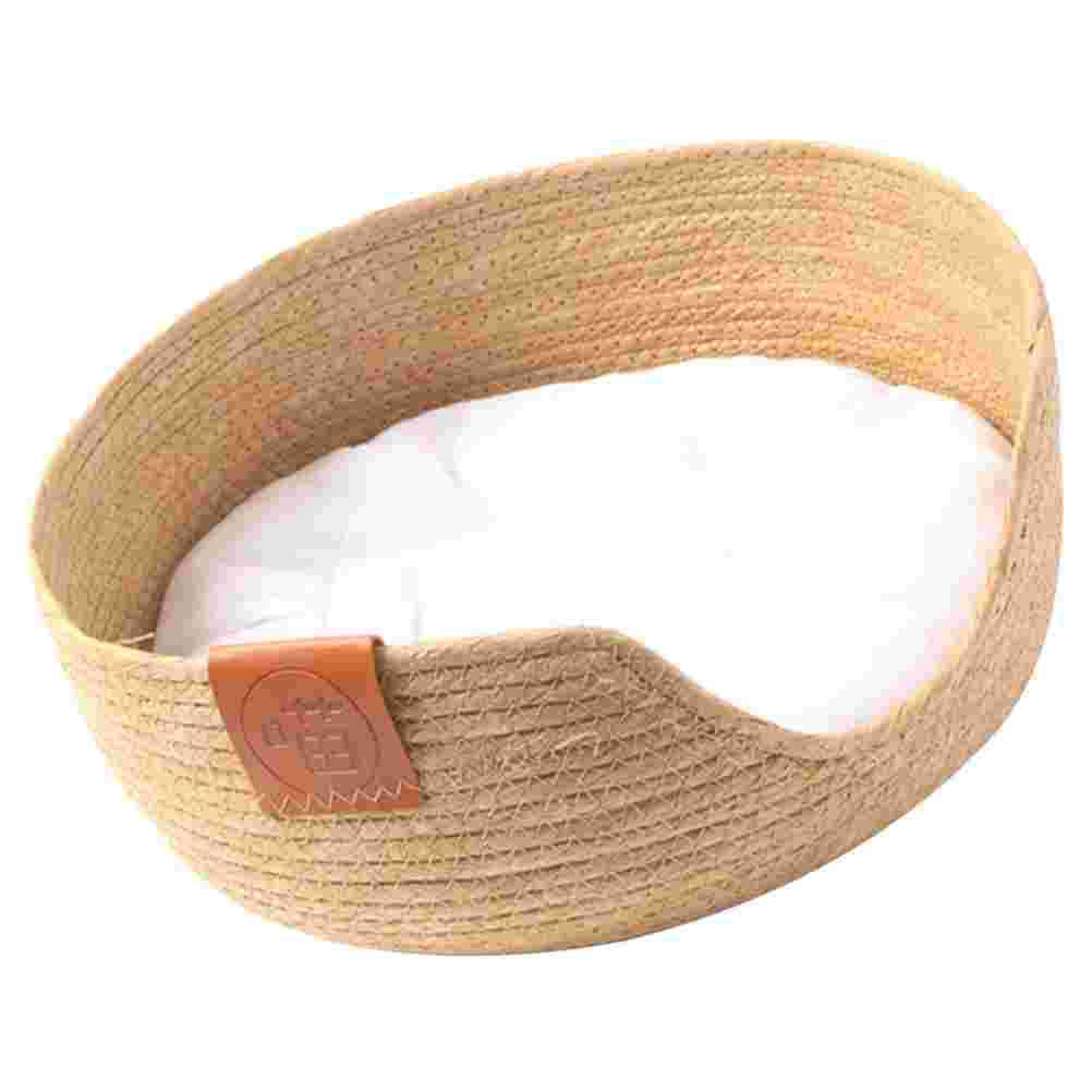 

Cooling Woven Straw Summer Pet Nest Breathable Cat House Kitten Bed Small Dogs Comfortable Pet Sleeping Mat Cotton Pad Included 33.00X25.00X15.00CM бежевий