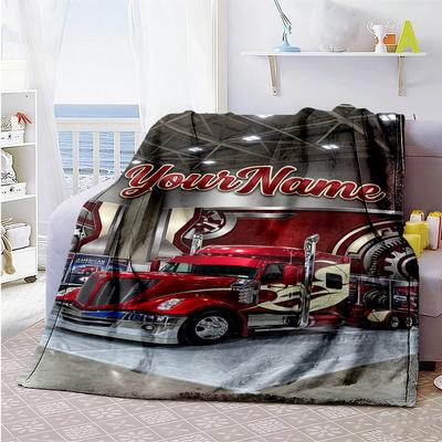 Kw Heavy Trucks Personalized Name Blanket Gift Customizable Blanket Soft Warm Cozy Great for Office Chair Home Decor Living Room Couch